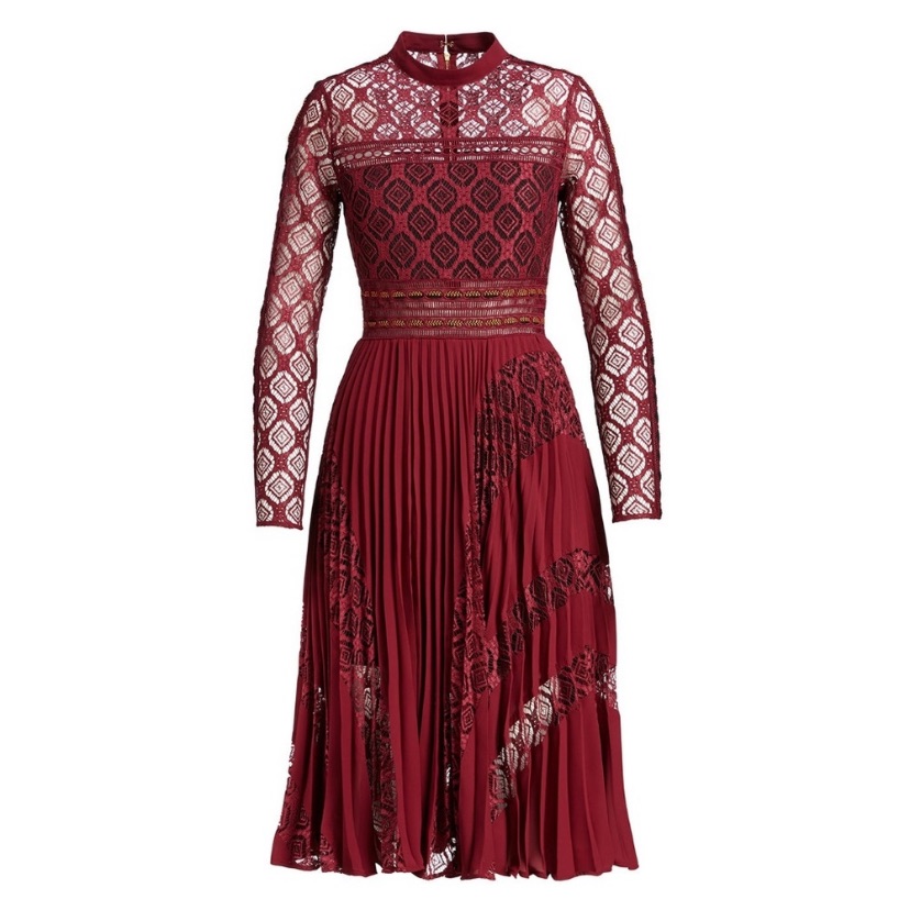 Self Portrait Symm Lace Panelled Midi Dress Uk6 Us2